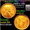 Image 1 : *HIGHLIGHT OF THE NIGHT* 1909-s vdb Lincoln Cent 1c Graded ms66 rd By SEGS (fc)