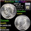Image 1 : ***Auction Highlight*** 1927-p Peace Dollar $1 Graded ms64+ By SEGS (fc)