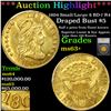 Image 1 : *HIGHLIGHT OF NIGHT* 1804 Small/Large 8 BD-7 R4 Draped Bust Gold $5 Graded ms63+ By SEGS (fc)