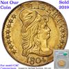 Image 8 : *HIGHLIGHT OF NIGHT* 1804 Small/Large 8 BD-7 R4 Draped Bust Gold $5 Graded ms63+ By SEGS (fc)