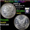 Image 1 : ***Auction Highlight*** 1892-p Morgan Dollar $1 Graded Select Unc By USCG (fc)