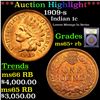 Image 1 : ***Auction Highlight*** 1909-s Indian Cent 1c Graded Gem+ Unc RB By USCG (fc)