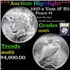Image 1 : ***Auction Highlight*** 1927-s Vam 1F R5 Peace Dollar $1 Graded GEM Unc By USCG (fc)