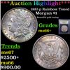 Image 1 : ***Auction Highlight*** 1887-p Rainbow Toned Morgan Dollar $1 Graded GEM++ Unc By USCG (fc)