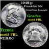 Image 1 : 1948-p Franklin Half Dollar 50c Grades GEM FBL