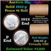Image 1 : ***Auction Highlight*** AU/BU Slider Northern Nevada Shotgun Solid Date Peace $1 Roll 1922-p Virtual
