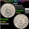 Image 1 : ***Auction Highlight*** 1869 Shield Nickel 5c Graded ms65 By SEGS (fc)