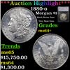 Image 1 : ***Auction Highlight*** 1880-o Morgan Dollar $1 Graded ms64+ By SEGS (fc)