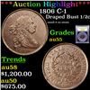 Image 1 : ***Auction Highlight*** 1806 C-1 Draped Bust Half Cent 1/2c Graded Choice AU By USCG (fc)