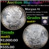 Image 1 : ***Auction Highlight*** 1878-p 7/8tf Vam 41A 7/4 Mint Error Morgan Dollar $1 Graded Choice+ Unc By U