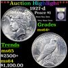 Image 1 : ***Auction Highlight*** 1927-d Peace Dollar $1 Graded Choice+ Unc By USCG (fc)