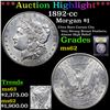 Image 1 : ***Auction Highlight*** 1892-cc Morgan Dollar $1 Graded Select Unc By USCG (fc)