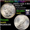 Image 1 : ***Auction Highlight*** 1924-s vam 4 R5 Peace Dollar $1 Graded GEM Unc By USCG (fc)