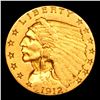 Image 2 : ***Auction Highlight*** 1912-p Gold Indian Quarter Eagle $2 1/2 Graded Select Unc By USCG (fc)