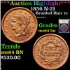 Image 1 : ***Auction Highlight*** 1856 N21 R2 Braided Hair Large Cent 1c Graded Choice Unc BN By USCG (fc)
