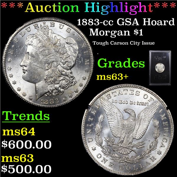 ***Auction Highlight*** 1883-cc GSA Hoard Morgan Dollar $1 Grades Select+ Unc (fc)