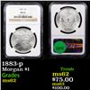 Image 1 : NGC 1883-p Morgan Dollar $1 Graded ms62 By NGC
