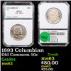 Image 1 : 1893 Columbian Old Commem Half Dollar 50c Graded By PCI