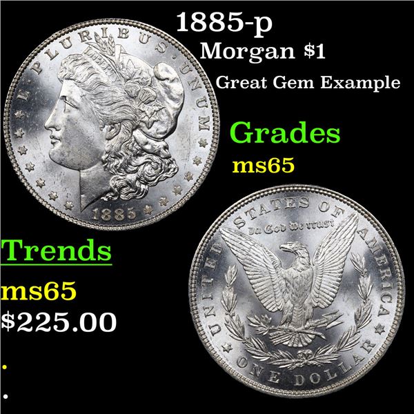 1885-p Morgan Dollar $1 Grades GEM Unc