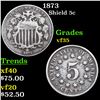Image 1 : 1873 Shield Nickel 5c Grades vf++