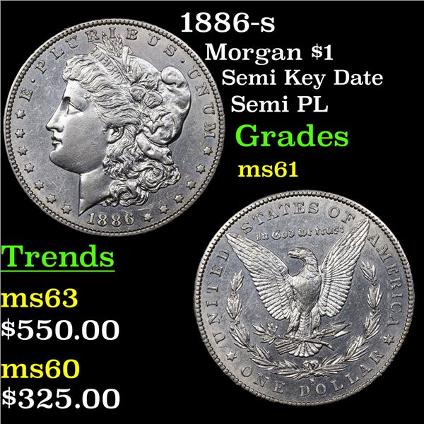 1886-s Morgan Dollar $1 Grades BU+