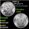 Image 1 : 1887-p Morgan Dollar $1 Grades GEM Unc