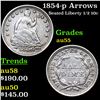 Image 1 : 1854-p Arrows Seated Liberty Half Dime 1/2 10c Grades Choice AU