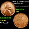 Image 1 : 1910-p Mint Error Lincoln Cent 1c Grades f, fine