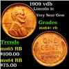 Image 1 : 1909 vdb Lincoln Cent 1c Grades Choice+ Unc RB