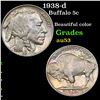 Image 1 : 1938-d Buffalo Nickel 5c Grades Select AU