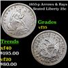 Image 1 : 1853-p Arrows & Rays Seated Liberty Quarter 25c Grades vf++