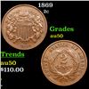 Image 1 : 1869 Two Cent Piece 2c Grades AU, Almost Unc