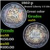 Image 1 : 1862-p Seated Liberty Half Dime 1/2 10c Grades Choice AU