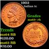 Image 1 : 1902 Indian Cent 1c Grades Select+ Unc RB
