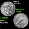 Image 1 : 1926-p Peace Dollar $1 Grades Select Unc