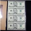Image 3 : UNCUT MINT SHEET of 4x 2001 $5 Federal Reserve Notes All GEM Or Better