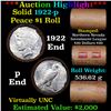 Image 1 : ***Auction Highlight*** AU/BU Slider Northern Nevada Shotgun Solid Date Peace $1 Roll 1922-p Virtual