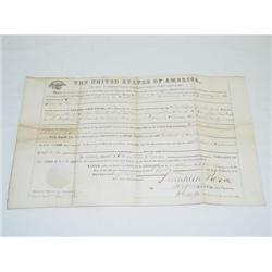 1856 FRANKLIN PIERCE MILITARY LAND GRANT DOCU