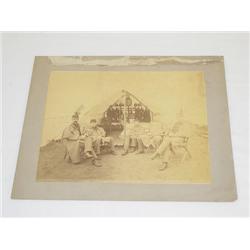 19TH CENT. ALBUMIN PHOTOGRAPH OF 5 UNIFORMED