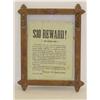 Image 1 : 1862 REWARD BROADSIDE OFFERING $10 FOR THE RE
