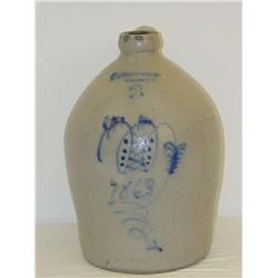 13 1/2  A.O. WHITTEMORE STONEWARE JUG W/ COBA