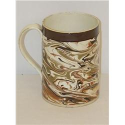 6" MOCHA WARE PEARLWARE HANDLED TANKARD W/ 5