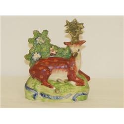 5" EARLY STAFFORDSHIRE RECUMBENT DEER FIGURE