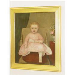 19TH CENT. OIL ON CANVAS PORTRAIT OF LITTLE G