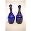 Image 1 : (2) COBALT GLASS LIQUOR DECANTERS: (1) 8 1/2"