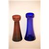 Image 1 : (2) COLORED BLOWN GLASS HYACINTH VASES: (1) 8