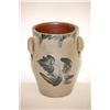 Image 1 : 8 1/2" GREY STONEWARE OVOID JUG W/ LARGE FLOR
