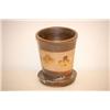 Image 2 : 5 1/2" STONEWARE FLOWER POT W/ OCHRE DECORATI