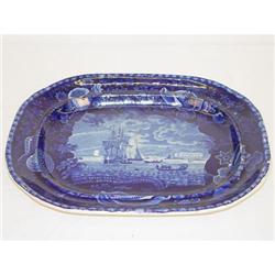 16 1/4" DARK BLUE HISTORICAL STAFFORDSHIRE PL