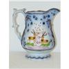 Image 1 : 7 1/2" FLOW BLUE & LUSTRE EMBOSSED PITCHER W/